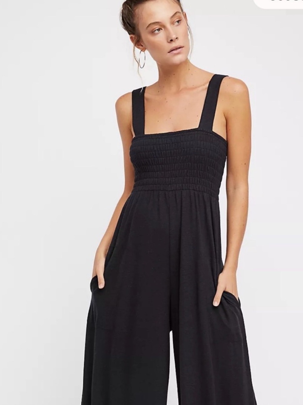 Free people beach linen blend jumpsuit